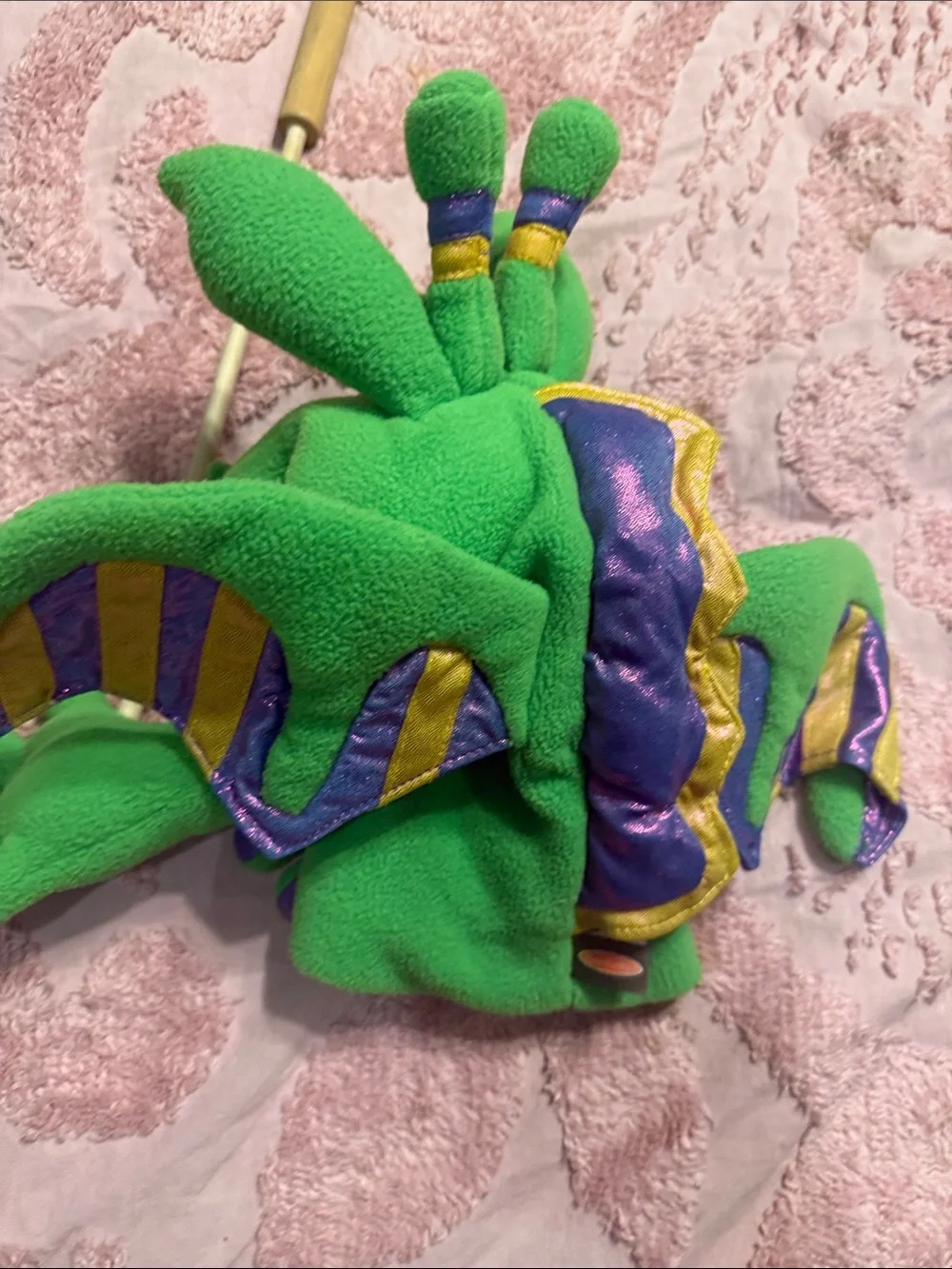 Melissa & Doug Green Plush Frog with Purple & Gold Stripes